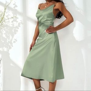 Open Back Satin Cami Dress